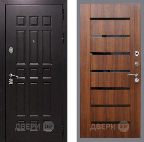 Входная металлическая Дверь Рекс (REX) 8 СБ-14 стекло черное Орех бренди в Жуковский