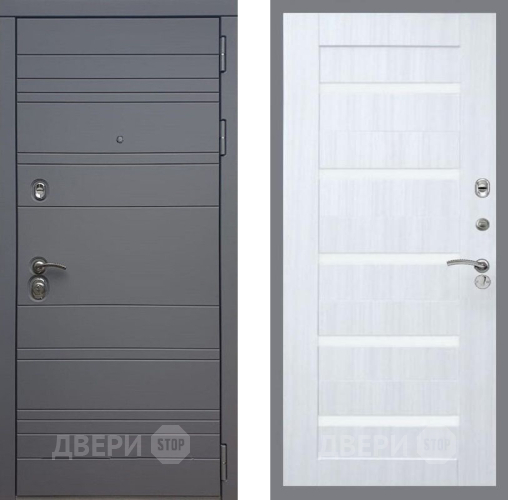 Входная металлическая Дверь Рекс (REX) 14 силк титан СБ-14 стекло белое Сандал белый в Жуковский