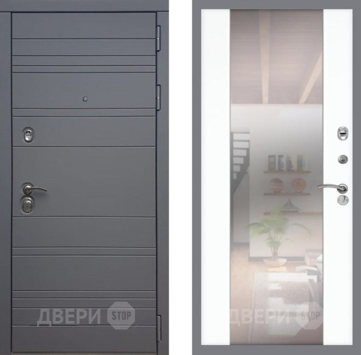 Входная металлическая Дверь Рекс (REX) 14 силк титан СБ-16 Зеркало Силк Сноу в Жуковский
