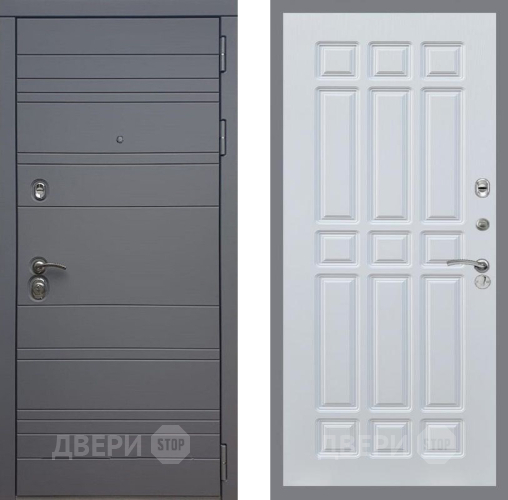 Входная металлическая Дверь Рекс (REX) 14 силк титан FL-33 Белый ясень в Жуковский