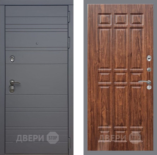 Входная металлическая Дверь Рекс (REX) 14 силк титан FL-33 орех тисненый в Жуковский