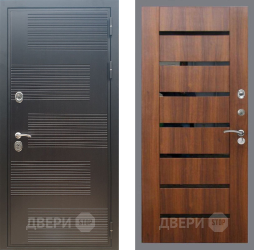 Входная металлическая Дверь Рекс (REX) премиум 185 СБ-14 стекло черное Орех бренди в Жуковский