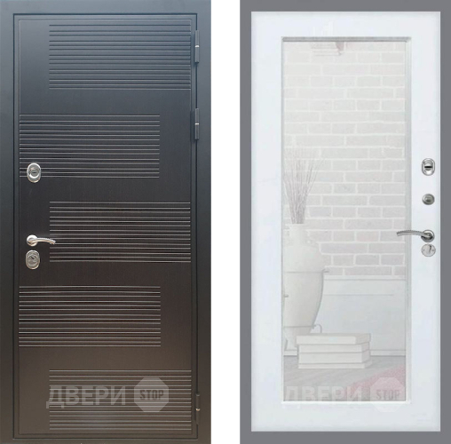 Входная металлическая Дверь Рекс (REX) премиум 185 Зеркало Пастораль Белый ясень в Жуковский