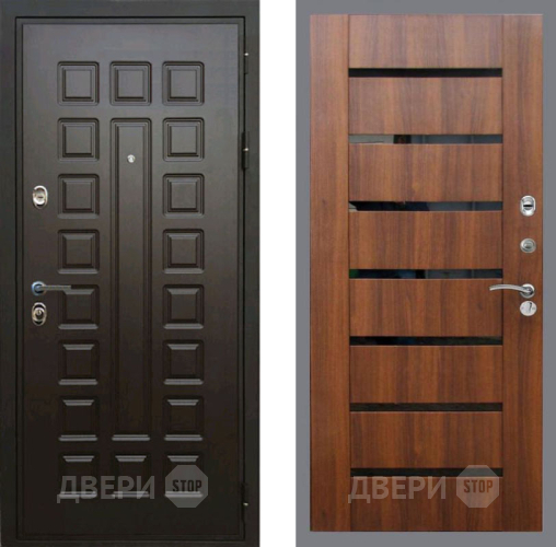 Входная металлическая Дверь Рекс (REX) Премиум 3к СБ-14 стекло черное Орех бренди в Жуковский