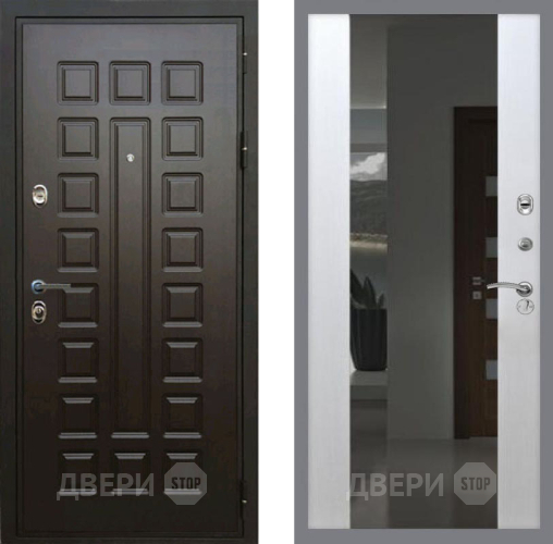Входная металлическая Дверь Рекс (REX) Премиум 3к СБ-16 Зеркало Белый ясень в Жуковский