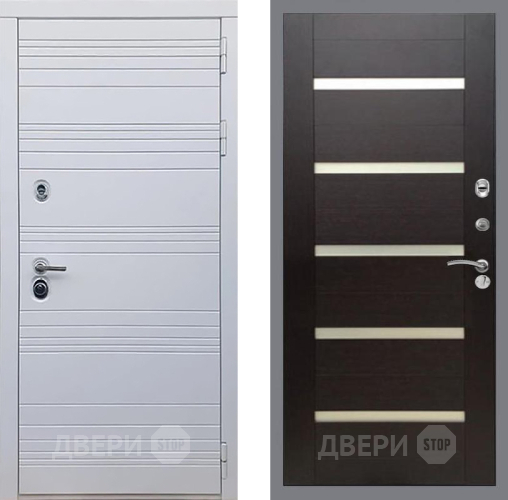 Входная металлическая Дверь Рекс (REX) 14 Силк Сноу СБ-14 стекло белое венге поперечный в Жуковский