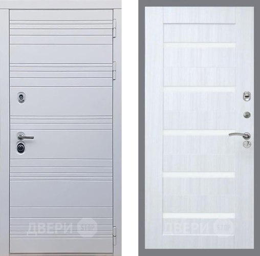 Входная металлическая Дверь Рекс (REX) 14 Силк Сноу СБ-14 стекло белое Сандал белый в Жуковский