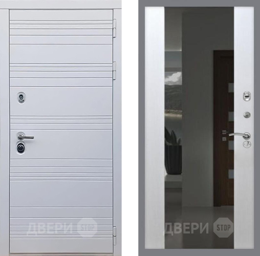 Входная металлическая Дверь Рекс (REX) 14 Силк Сноу СБ-16 Зеркало Белый ясень в Жуковский