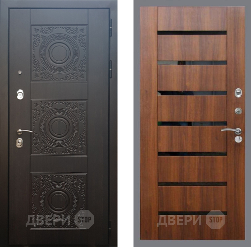 Входная металлическая Дверь Рекс (REX) 10 СБ-14 стекло черное Орех бренди в Жуковский