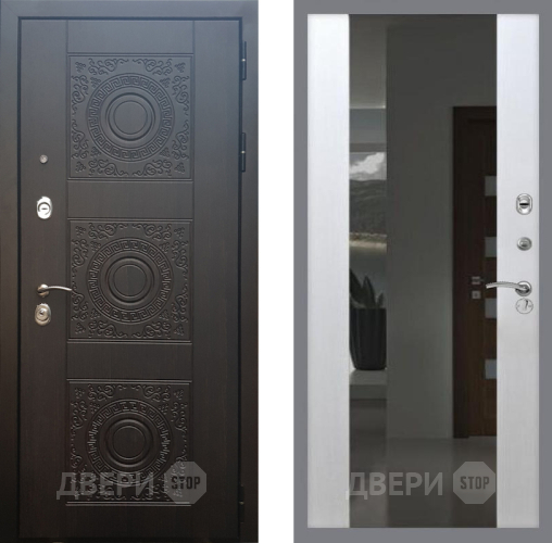 Входная металлическая Дверь Рекс (REX) 10 СБ-16 Зеркало Белый ясень в Жуковский