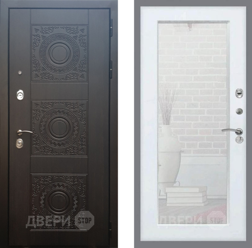 Входная металлическая Дверь Рекс (REX) 10 Зеркало Пастораль Силк Сноу в Жуковский