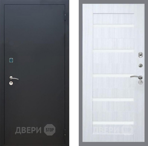 Входная металлическая Дверь Рекс (REX) 1A Черный Муар СБ-14 стекло белое Сандал белый в Жуковский