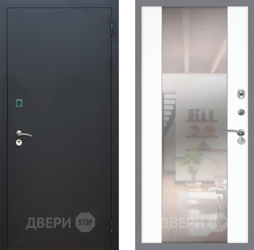 Дверь Рекс (REX) 1A Черный Муар СБ-16 Зеркало Силк Сноу в Жуковский