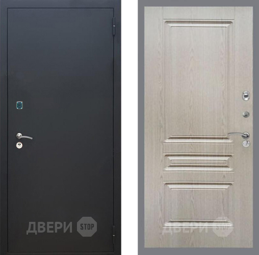 Входная металлическая Дверь Рекс (REX) 1A Черный Муар FL-243 Беленый дуб в Жуковский