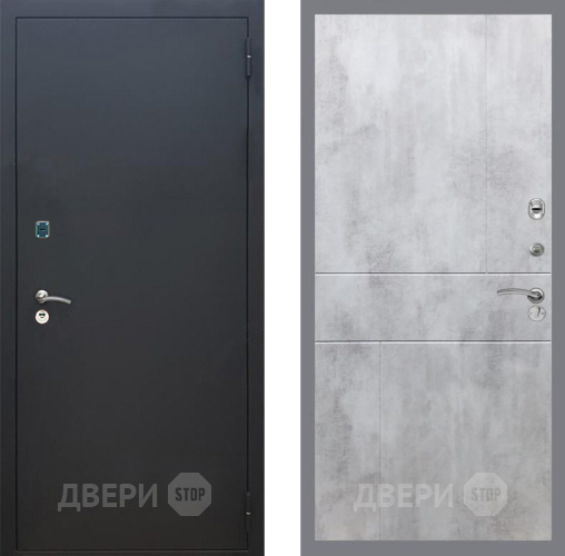 Входная металлическая Дверь Рекс (REX) 1A Черный Муар FL-290 Бетон светлый в Жуковский
