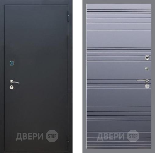 Входная металлическая Дверь Рекс (REX) 1A Черный Муар Line Силк титан в Жуковский