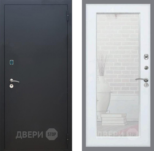 Дверь Рекс (REX) 1A Черный Муар Зеркало Пастораль Белый ясень в Жуковский