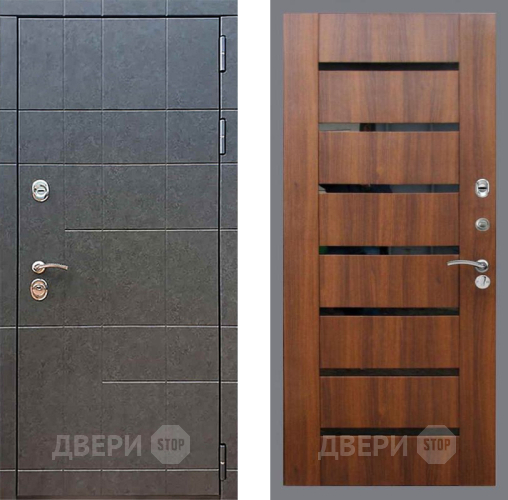 Входная металлическая Дверь Рекс (REX) 21 СБ-14 стекло черное Орех бренди в Жуковский