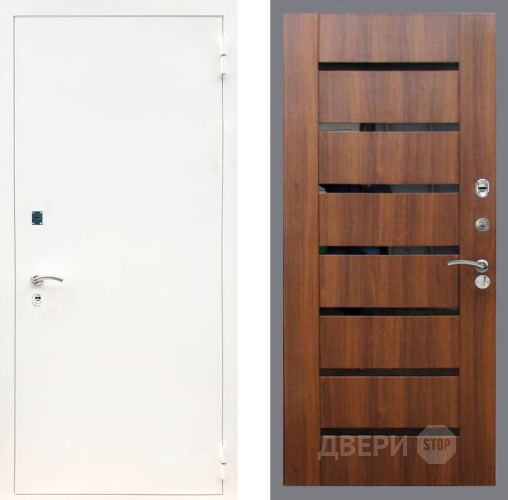 Дверь Рекс (REX) 1А Белая шагрень СБ-14 стекло черное Орех бренди в Жуковский