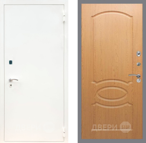 Входная металлическая Дверь Рекс (REX) 1А Белая шагрень FL-128 Дуб в Жуковский