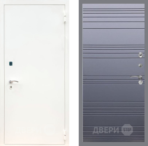 Входная металлическая Дверь Рекс (REX) 1А Белая шагрень Line Силк титан в Жуковский