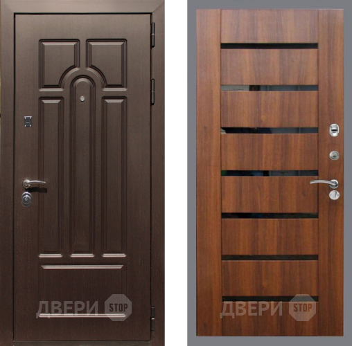 Входная металлическая Дверь Рекс (REX) Эврика СБ-14 стекло черное Орех бренди в Жуковский