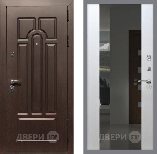 Входная металлическая Дверь Рекс (REX) Эврика СБ-16 Зеркало Белый ясень в Жуковский