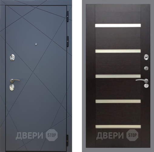 Входная металлическая Дверь Рекс (REX) 13 Силк Титан СБ-14 стекло белое венге поперечный в Жуковский