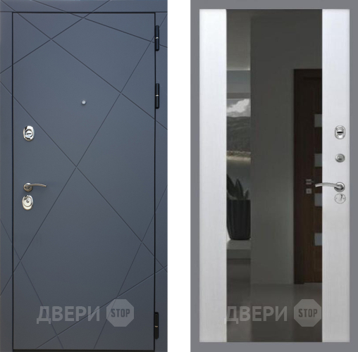 Входная металлическая Дверь Рекс (REX) 13 Силк Титан СБ-16 Зеркало Белый ясень в Жуковский