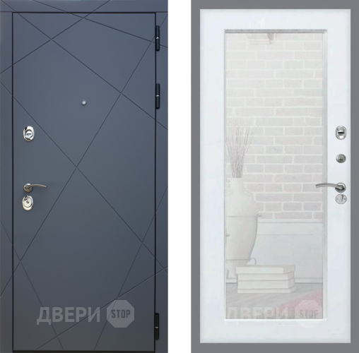 Дверь Рекс (REX) 13 Силк Титан Зеркало Пастораль Белый ясень в Жуковский