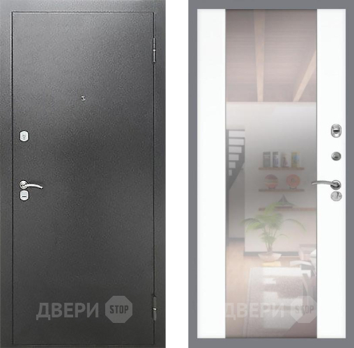 Входная металлическая Дверь Рекс (REX) Сити СБ-16 Зеркало Силк Сноу в Жуковский