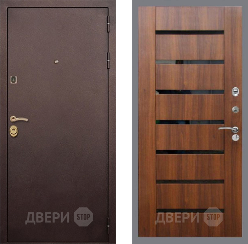 Входная металлическая Дверь Рекс (REX) Лайт 3К СБ-14 стекло черное Орех бренди в Жуковский