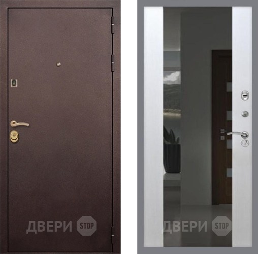 Входная металлическая Дверь Рекс (REX) Лайт 3К СБ-16 Зеркало Белый ясень в Жуковский