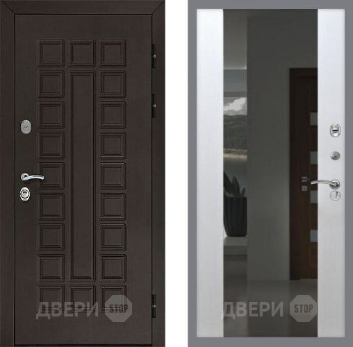 Входная металлическая Дверь Рекс (REX) Сенатор 3К СБ-16 Зеркало Белый ясень в Жуковский