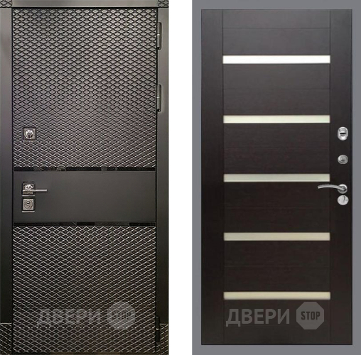 Входная металлическая Дверь Рекс (REX) 15 Черный Кварц СБ-14 стекло белое венге поперечный в Жуковский