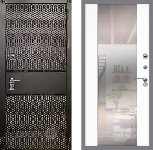 Входная металлическая Дверь Рекс (REX) 15 Черный Кварц СБ-16 Зеркало Силк Сноу в Жуковский