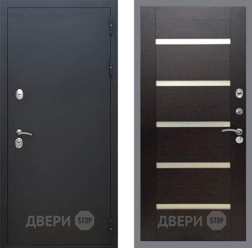 Входная металлическая Дверь Рекс (REX) 5 Черный Муар СБ-14 стекло белое венге поперечный в Жуковский