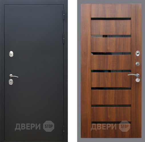 Входная металлическая Дверь Рекс (REX) 5 Черный Муар СБ-14 стекло черное Орех бренди в Жуковский