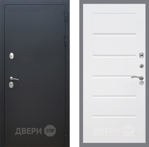 Дверь Рекс (REX) 5 Черный Муар Сити Белый ясень в Жуковский
