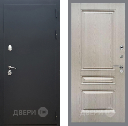 Входная металлическая Дверь Рекс (REX) 5 Черный Муар FL-243 Беленый дуб в Жуковский