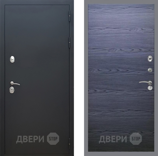 Входная металлическая Дверь Рекс (REX) 5 Черный Муар GL Дуб тангенальный черный в Жуковский