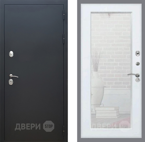 Дверь Рекс (REX) 5 Черный Муар Зеркало Пастораль Белый ясень в Жуковский