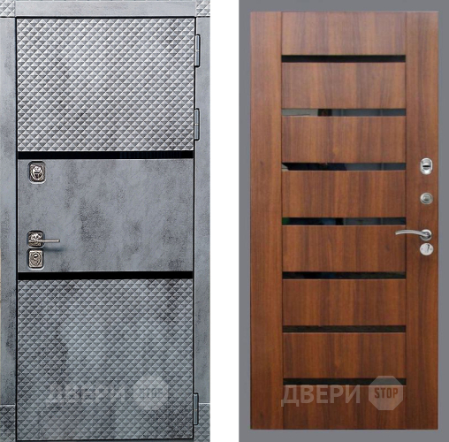Входная металлическая Дверь Рекс (REX) 15 Бетон Темный СБ-14 стекло черное Орех бренди в Жуковский
