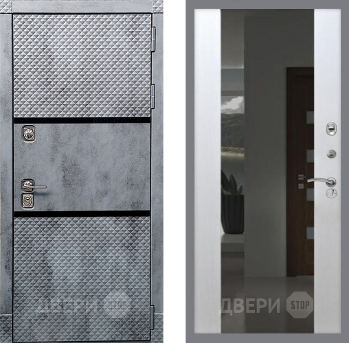 Входная металлическая Дверь Рекс (REX) 15 Бетон Темный СБ-16 Зеркало Белый ясень в Жуковский