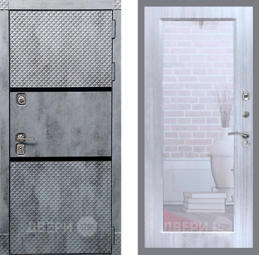 Входная металлическая Дверь Рекс (REX) 15 Бетон Темный Зеркало Пастораль Сандал белый в Жуковский