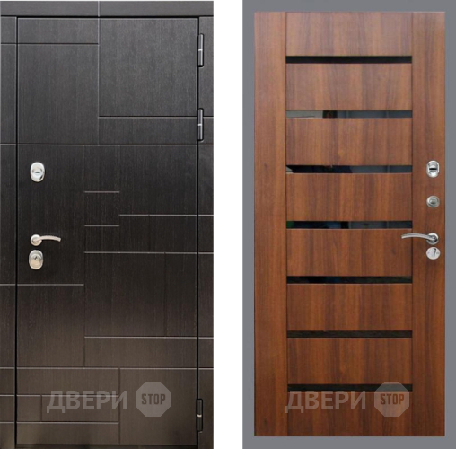 Входная металлическая Дверь Рекс (REX) 20 СБ-14 стекло черное Орех бренди в Жуковский