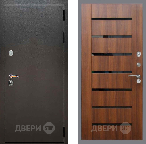 Входная металлическая Дверь Рекс (REX) 5 Серебро Антик СБ-14 стекло черное Орех бренди в Жуковский