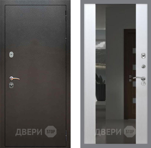 Входная металлическая Дверь Рекс (REX) 5 Серебро Антик СБ-16 Зеркало Белый ясень в Жуковский