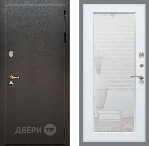 Входная металлическая Дверь Рекс (REX) 5 Серебро Антик Зеркало Пастораль Белый ясень в Жуковский