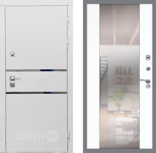 Входная металлическая Дверь Рекс (REX) 15 Силк Сноу СБ-16 Зеркало Силк Сноу в Жуковский